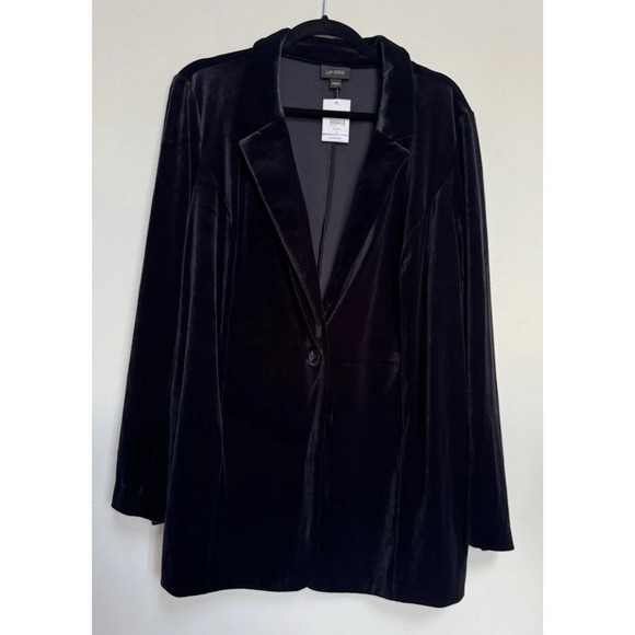 J Jill Wearever Black Velvet Knit Blazer L Classic Whimsigoth Old Money Glam - Picture 2 of 16
